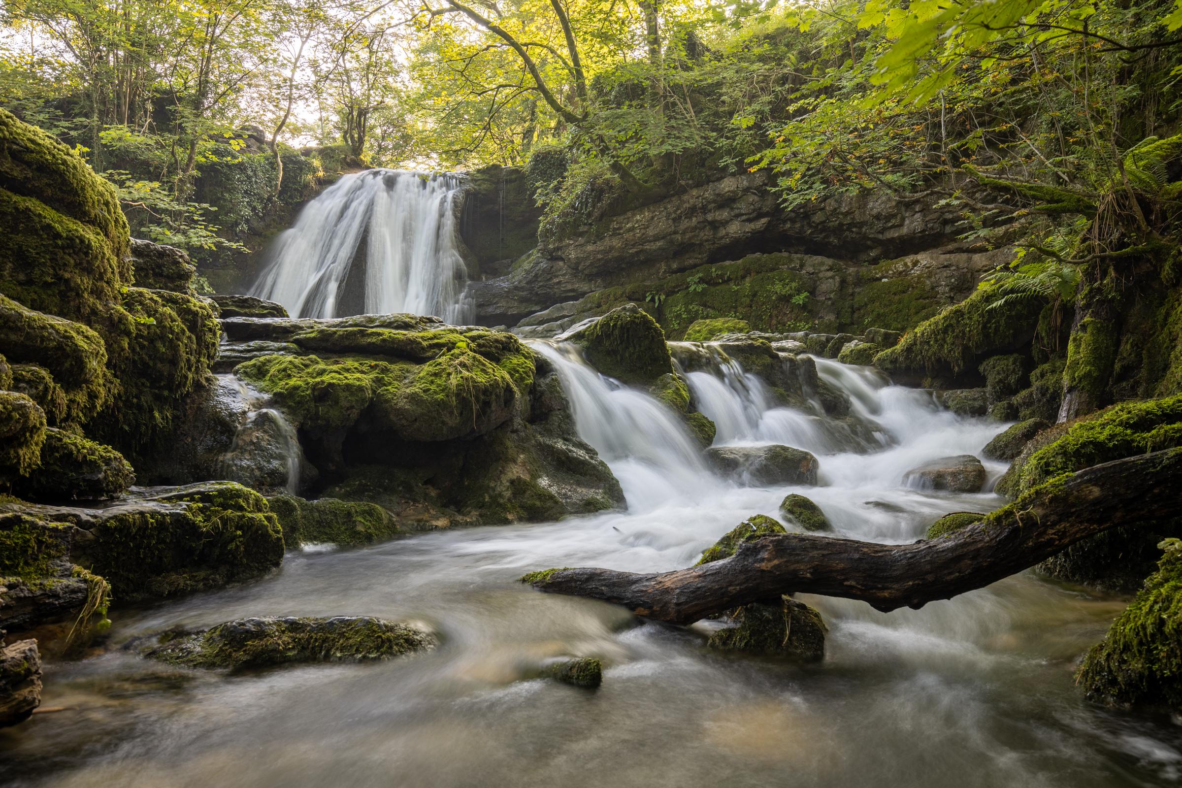 Early morning in August capturing the cascade out of the main plunge pool with the main waterfall behind.